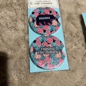 Floral Car Coaster Set - Blue and Pink